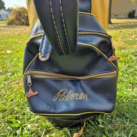 Vintage Arnold Palmer Leather 6-Way Cart Bag w/ Carry Strap - Picture 6 of 9